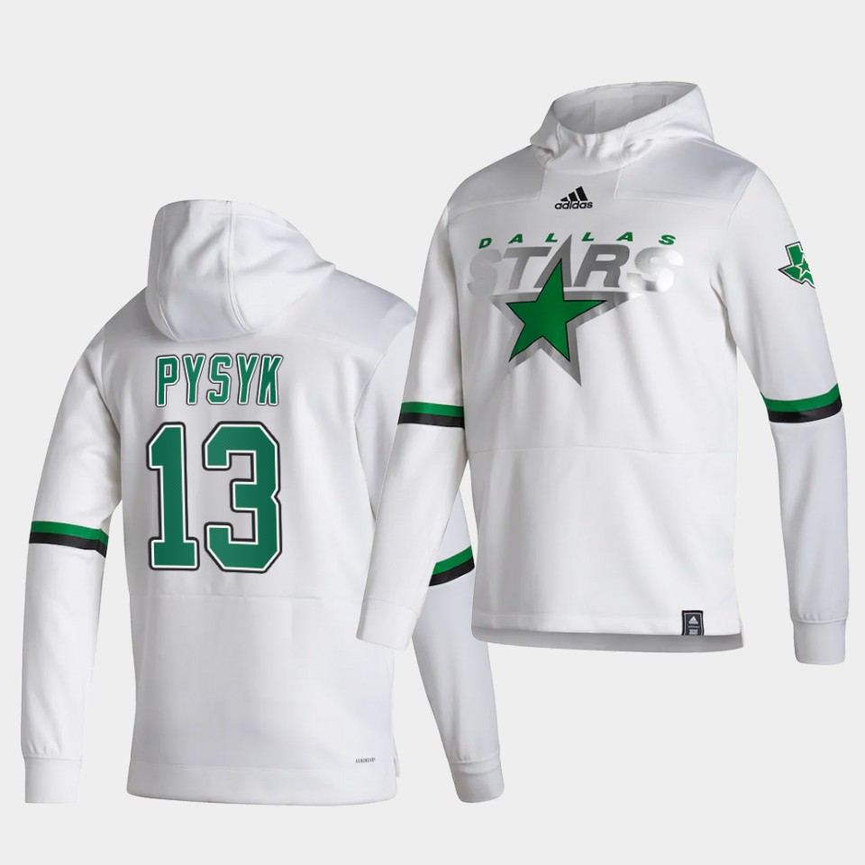 Men Dallas Stars #13 Pysyk White NHL 2021 Adidas Pullover Hoodie Jersey->customized nhl jersey->Custom Jersey